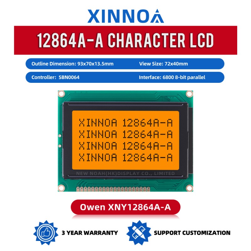 Grey Film 12864A-A Working Temperature LCB Graphic STN LCD Display Module SBN0064 Controller