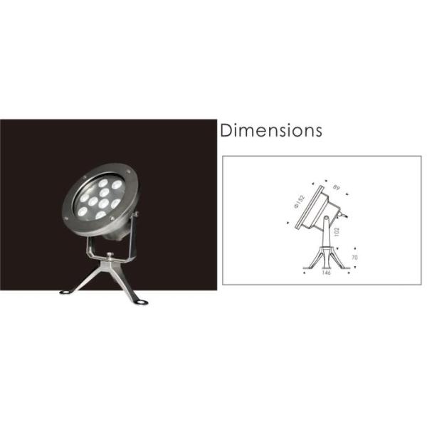 Ra80 LED Underwater Spotlight With 304 Stainless Steel Tri - Pod Adjustable Angle