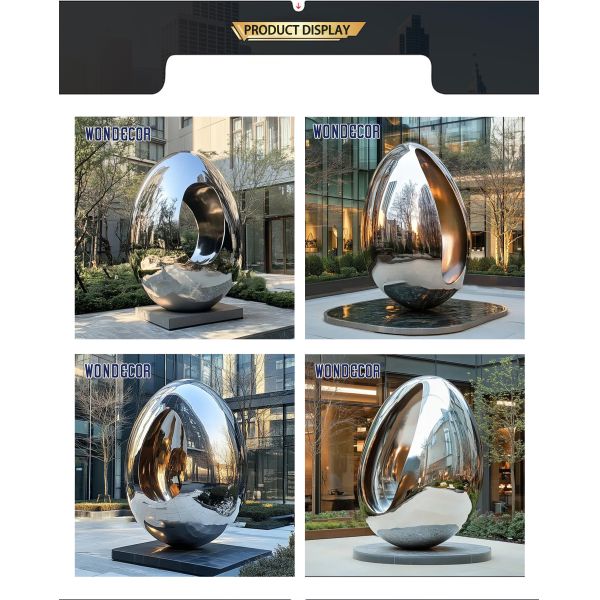 Polished Metal Egg Sculpture | Custom Landscape Art for Hotels, Resorts & Real Estate