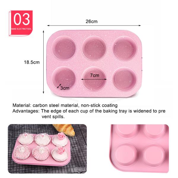 OEM ODM Pink Nonstick Carbon Steel Bread Pan 5Pcs Cake Baking Pan Set