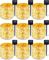 Warm White Waterproof Solar Copper Wire String Lights With 8 Lighting Modes For Yard Decoration