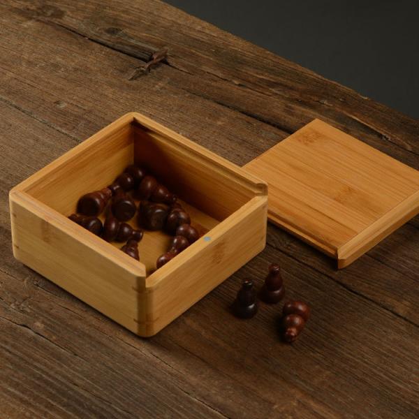 Multi Compartments Tea Bag Organizer Wooden Box with Bamboo and Polyester Construction