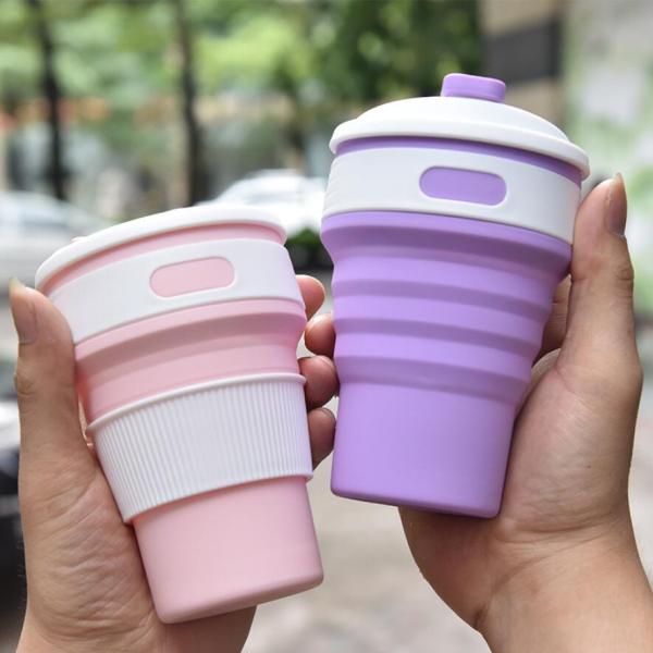 350ml Collapsible Travel Water Bottle , Silicone Collapsible Travel Cup