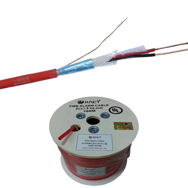 PVC Jacket Exactcables 2 núcleo cobre blindado 1.5 Cable Alarme de incêndio vermelho Bs6387 padrão