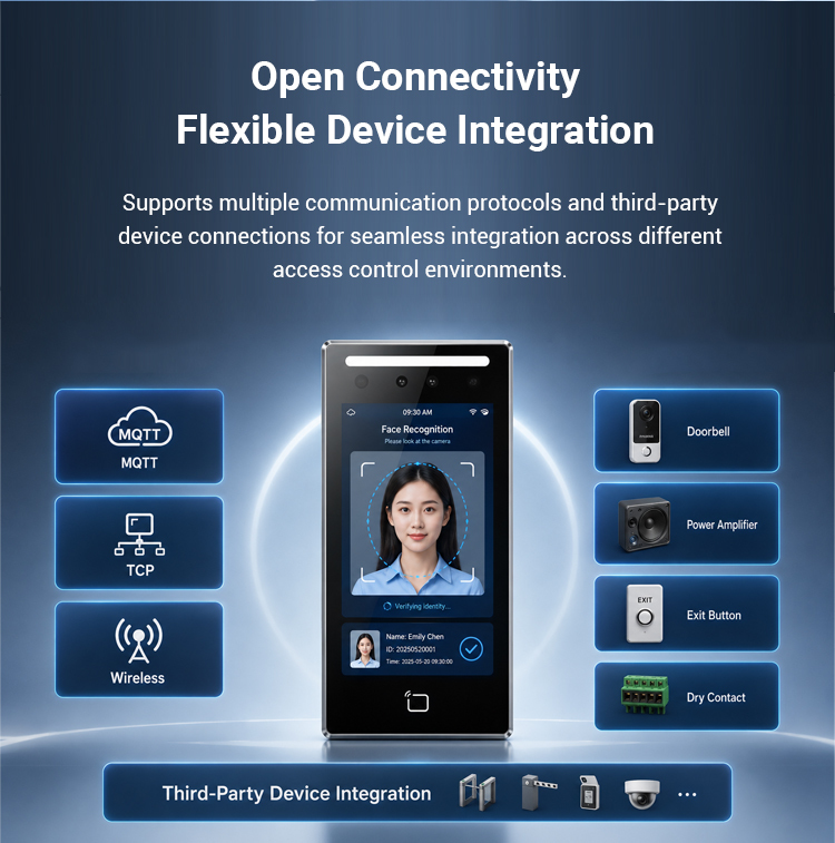 7 Inch Face Recognition Access Control Terminal with Android System for Smart Building Security Applications