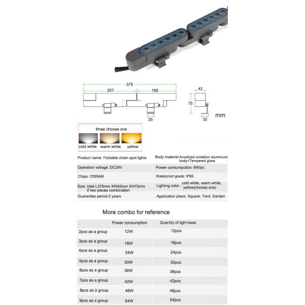 Folding Chain Spot Light Wall-Washing Light Outdoor Waterproof Garden Door Head Wall Column