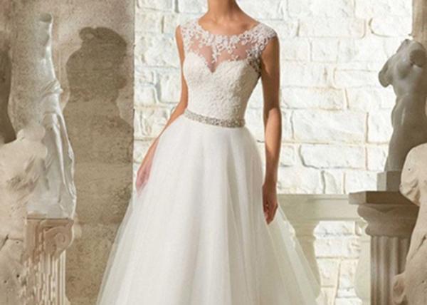 Organza A Line Lace Wedding Gown Backless Chest Heart Shaped Waist Beading