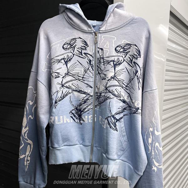 Custom Grams Vintage Distressed Gris con capucha Peso pesado Servicio OEM ODM