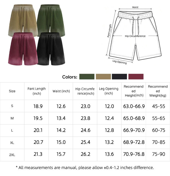 325GSM Airbrushed Waffle Knit Shorts Gradient 71% Cotton Blend Shorts Anti Pilling
