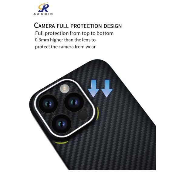 Unique Camera Metal Ring Full Protection Design Kevlar Aramid Fiber Phone Case