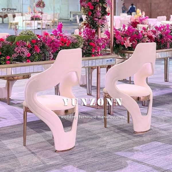 Modern Creative Design Stainless Steel Dining Chair with Fabric for Hotel Wedding Restaurant Outdoor Hall Use