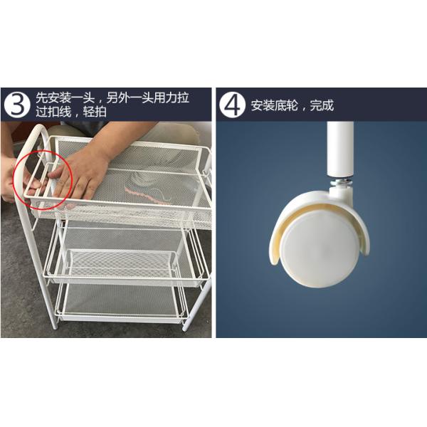 20kg Bearing Vegetable Rack Trolley , SS 4 Tier Storage Trolley
