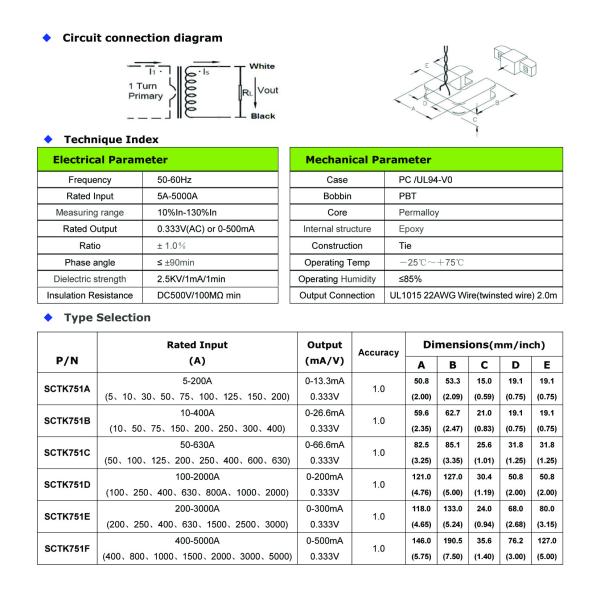 Датчик 50Hz разделенного ядра квадратного окна портативный настоящий