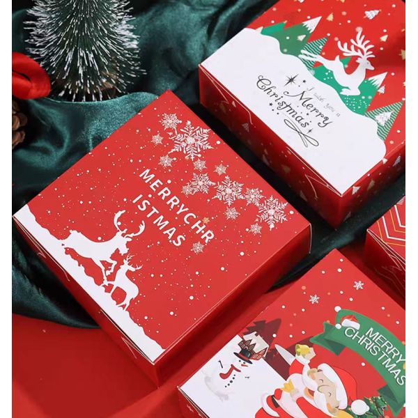 Xmas Tree Nougat Gift Packing Box Rectangle Cookie Assortment Box