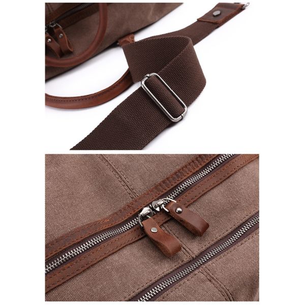 Grain Leather Canvas Carry On Duffel Bags Smooth Zipper OEM ODM