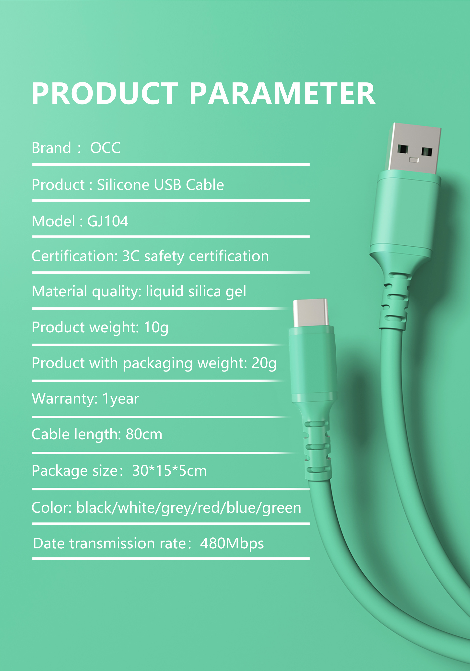 Тип c OCC к кабелю Iphone, типу c силикона PD20W к кабелю молнии