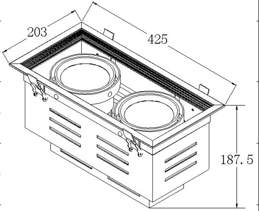 trimless led downlight 2*40watt, led 2x40w down light grille lamp cob ceiling light ,indoo