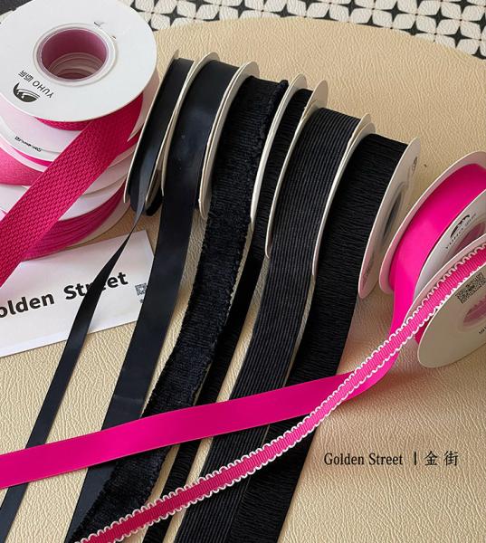 Customized Colors Barbie Pink Ribbon Flower Bouquet Strap Gift DIY Bow Flower Shop Floral Materials