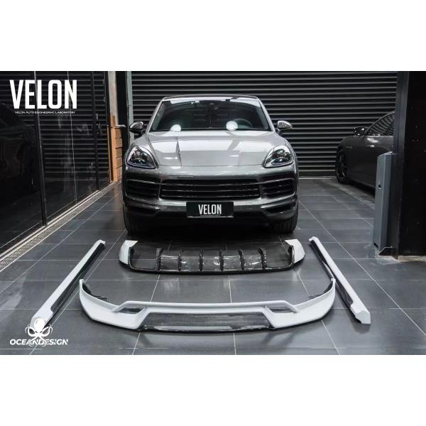 Replacement 2019 Porsche Cayenne Body Kit Side Skirts Dry Carbon Fiber Diffuser Spoiler