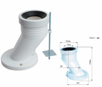 White Toilet Accessory Wall Drain Pipe, Sewage Pipe, Conversion Connector Universal Adapter Wall Trunking