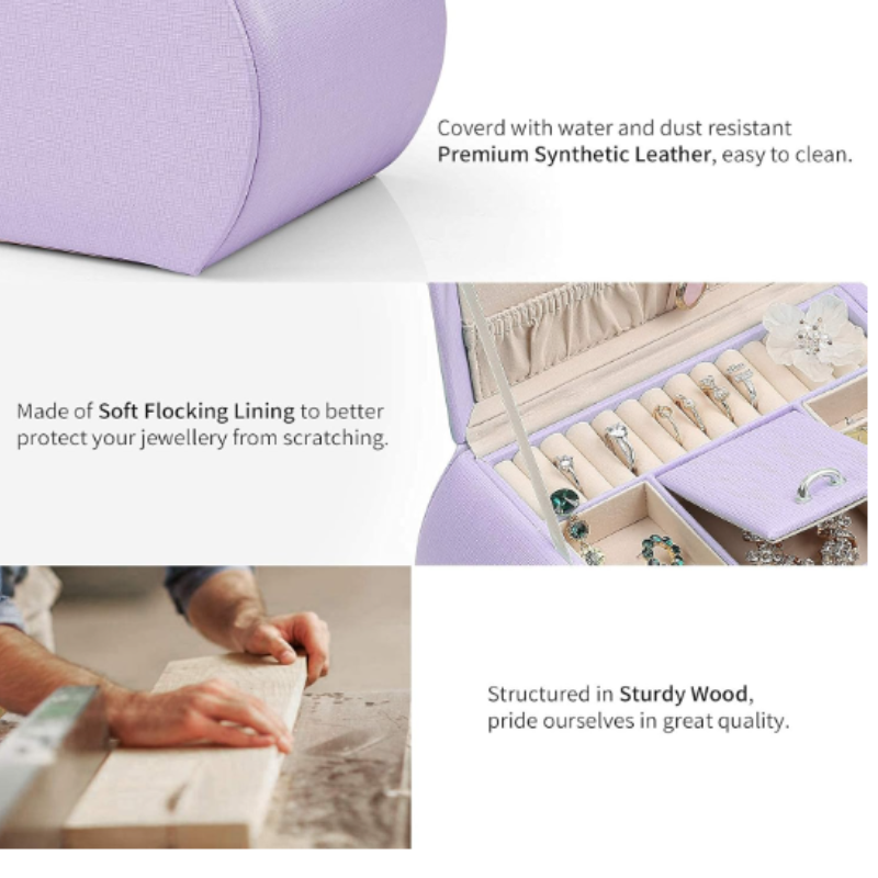 Portable Leather Jewelry Boxes Custom Design OEM Logo With Two Stackable Layer