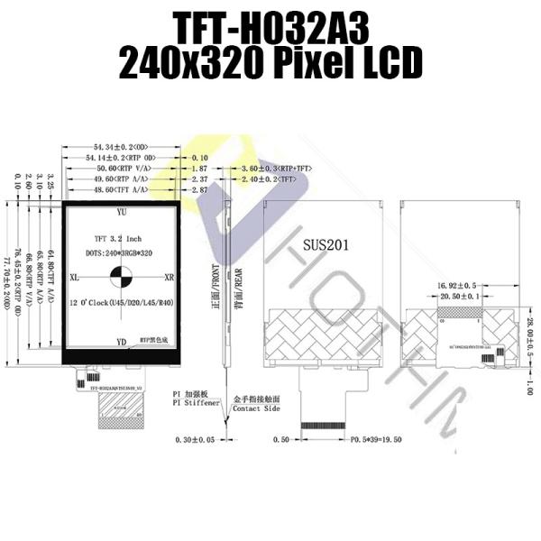 3.2 Inch TFT LCD Display With Resistive Touch Panel