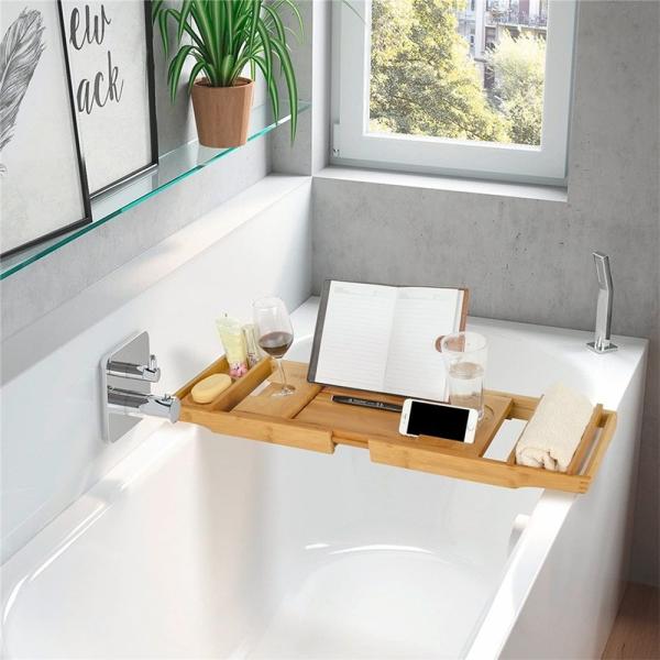 Caixa de banho de bambu expansível Personalizada 108.5x22.5x4.5cm