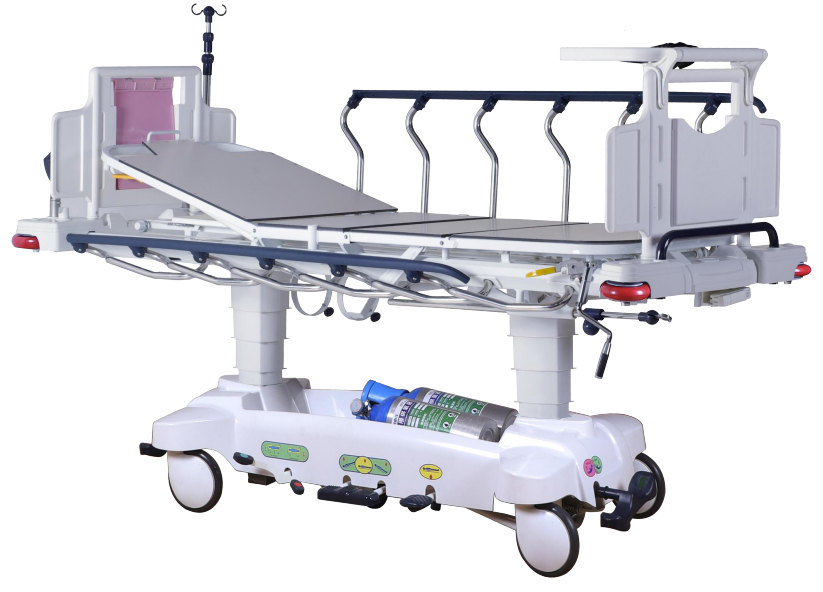 medical hydraulic stretcher with full length X-ray translucent