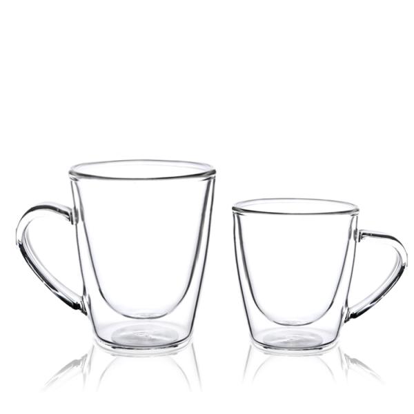 Heat Resistant 200ml Coffee Glass Mug Double Wall With Handle