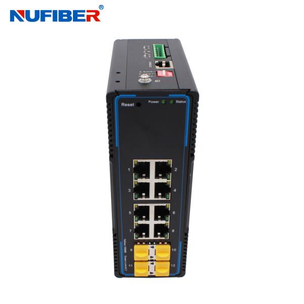 IP44 4 Port Managed Industrial Switch With 4 Sfp 4 KV Ethernet Surge Protection