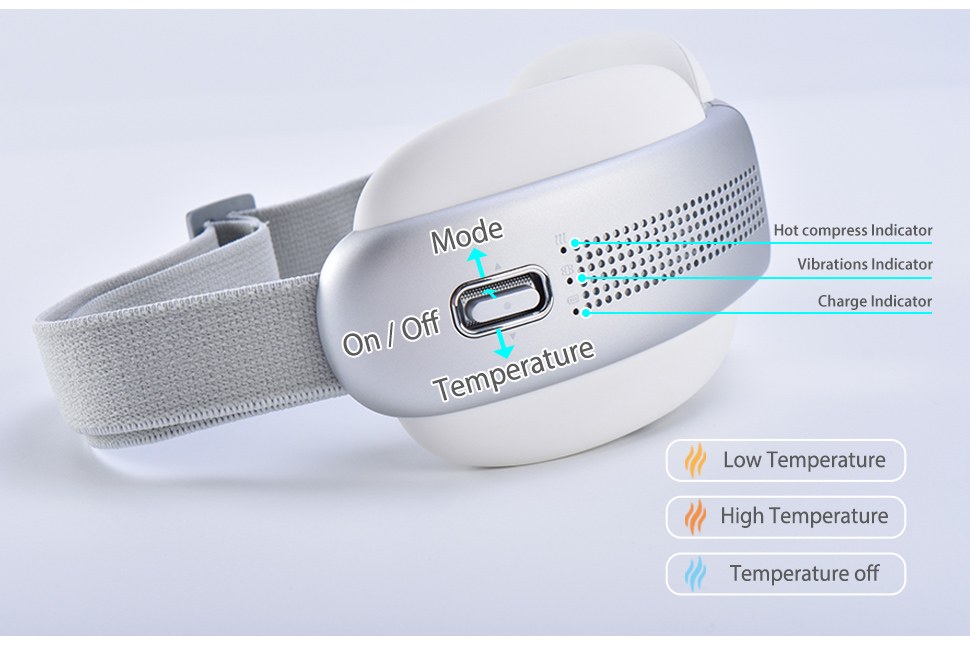 Wireless Air Pressure Vibration Massage Digital Eye Massager for Eye Relief Eye Mask With Music