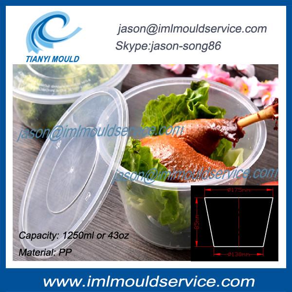 1250 ml big thin wall plastic soup bowls disposable molding with safe airtight