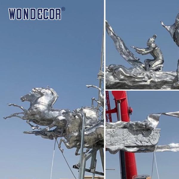 Moderno moldeado a gran escala al aire libre de la escultura de acero inoxidable del carro imperial del Emperador Celestial en la expedición