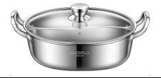 Hot Sale 28cm Induction Cooking Pot Cookware 304 Stainless Steel Hot Pot Soup Pot With Glass Lid