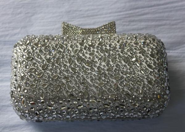 Women Black Beaded Rhinestone Evening Bags Sparkly For Webbing Party