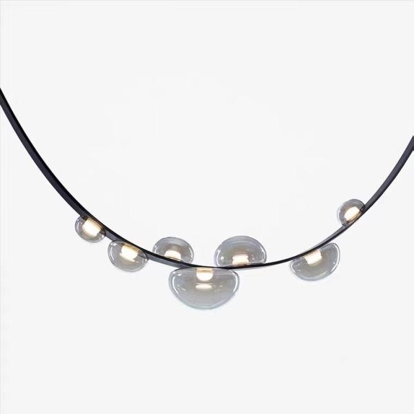 Restaurant Leather Lighting Modern Clearly Glass Shade large Chandelier For Bar