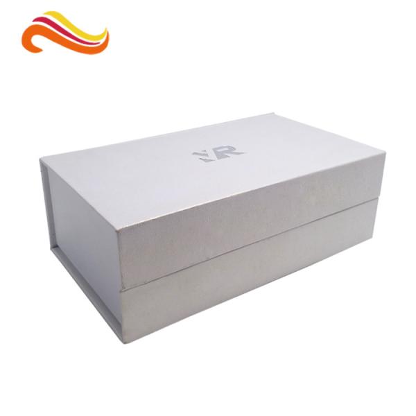 Rectangle Silver Rigid Gift Boxes , Handmade Magnetic Gift Box Color Customized