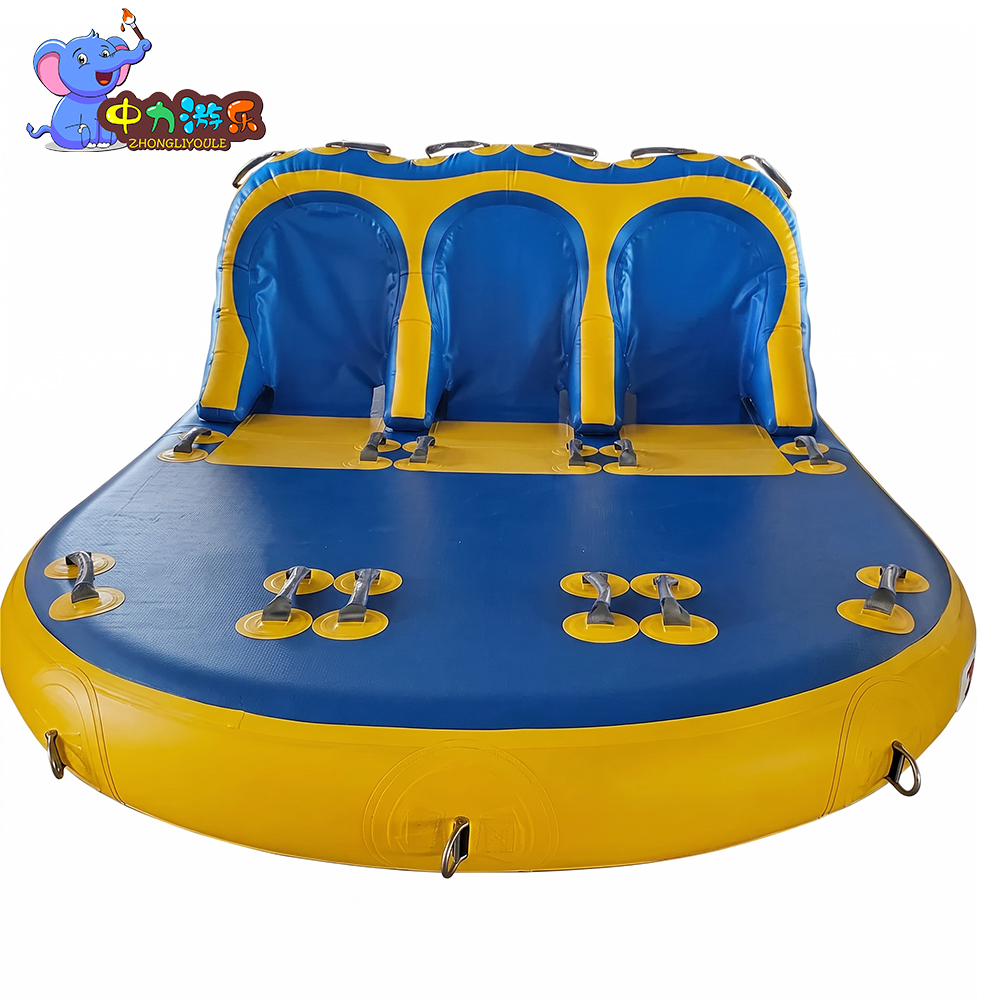 Commercial Inflatable Towable Tube with Backrest for 2/4/6 Riders, Multi-Person Boat Towable Lounge for Resort, Lake and Water Sports Rental
