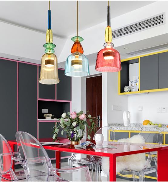 Nordic Colorful Pendant Lights Home Decorative Lighting Living Room Bedroom Indoor Glass Hanging Lamp(WH-GP-36)