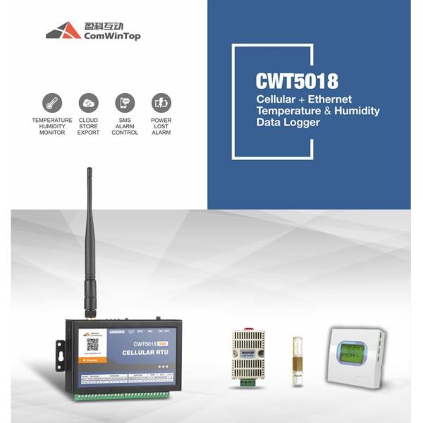 T20 wifi gsm gprs temperature and humidity data logger 2DI+3KO+2TI/HU