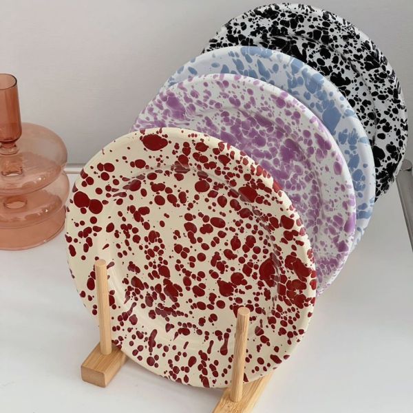 Splash Ink Style Enamel Food Service Dish Plate 18cm 20cm 22cm 24cm 27cm Custom Color