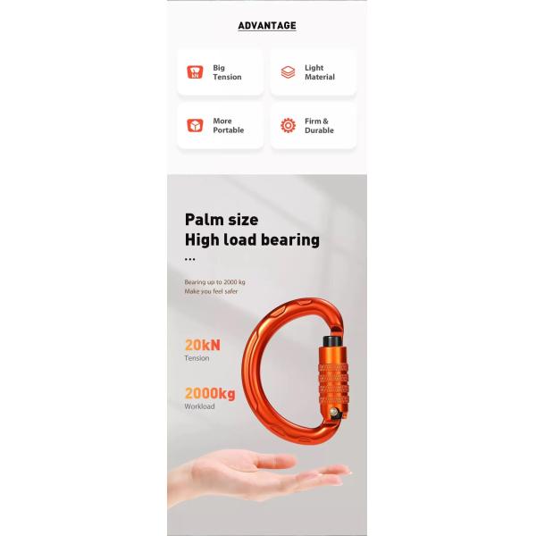 Other Aluminum Carabiner Customized D-shaped Lock for Climbing Equipment