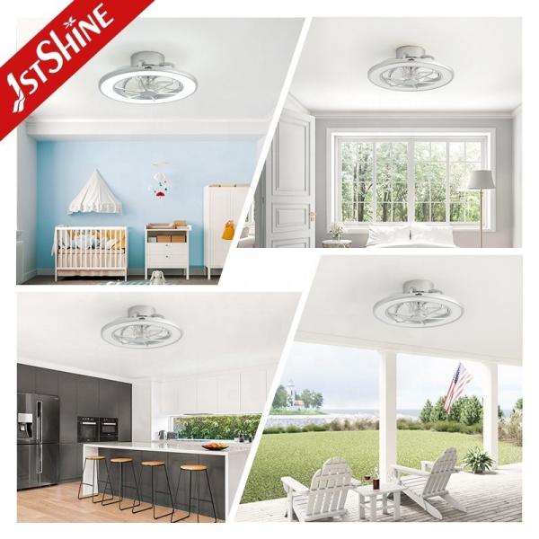 6 velocidades Ventilador de teto ajustável Lâmina oculta Controle remoto LED Fonte de luz 1stshine