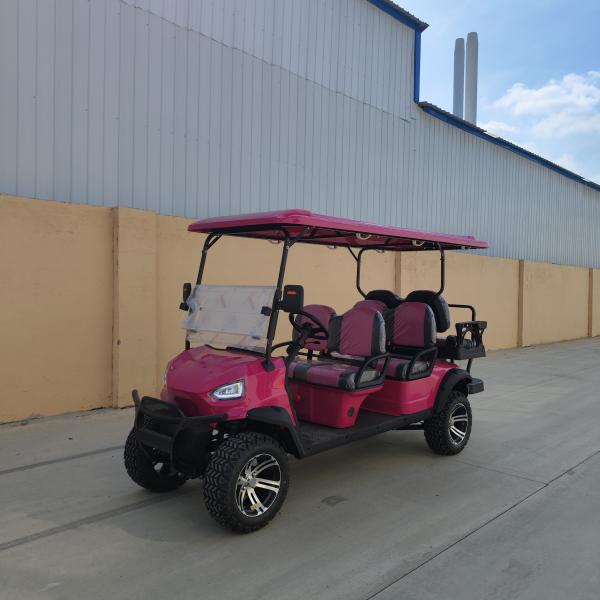 Carrinho de golfe elétrico rosa de 6 lugares 2024 Novo design fábrica venda direta bateria de chumbo ácido