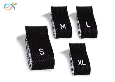Size Woven Ribbon Tag Fabric Embroidered Labels Sewing Sew Garment White On Black