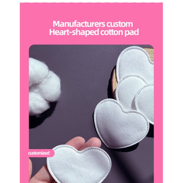 Toallitas desmaquillantes desechables OEM en forma de corazón, almohadillas de algodón al por mayor para la cara