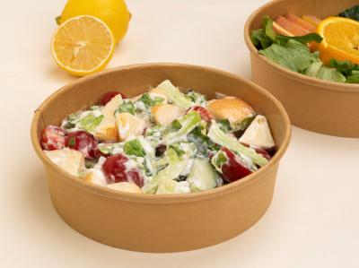 Hot Food Disposable Kraft Paper Takeaway Bowls Biodegradable Paper Soup Cup With Lid