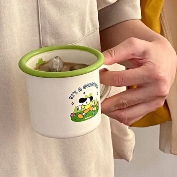 Carbon Steel 350ml Customized Printed Metal Steel Enamel Camping Mug Sublimation Enamel Coffee Tea Drinkware Collection