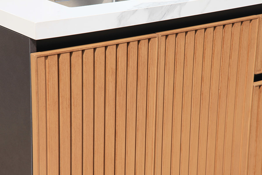 Hand Brushed Aluminum Outdoor Kitchen Cabinet With Rock Plate Surface