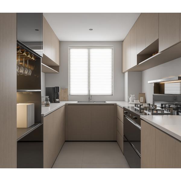L Shape Furniture Lacquer Finished Kitchen Pantry Cabinet Design With Wall Cupboard